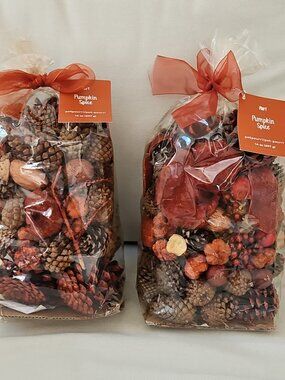Set/2 Pier 1 Imports Pumpkin Spice Potpourri 14 oz Bag Discontinued Autumn Fall